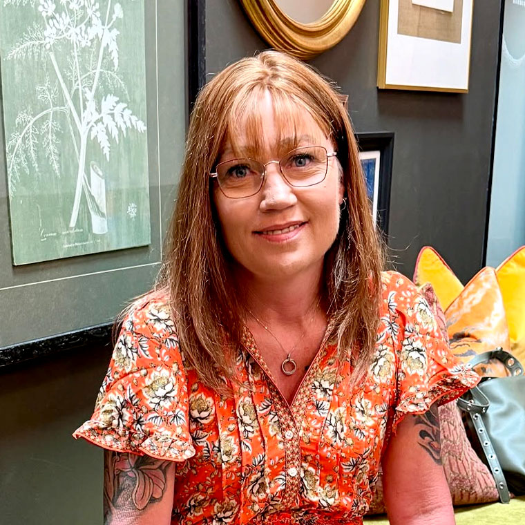 Smiling woman with a bonded hair topper